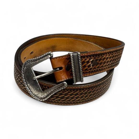 Justin Other - Justin Men's Bronco Basketweave Leather Belt Brown